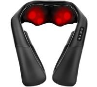 Massaggiatore Cervicale e da Schiena Collo Piedi Massaggiatore Shiatsu 4D Tre Velocità Terapia Riscaldamento Cambio Direzione (Nero, PU-Leder)