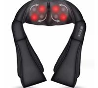 Massaggiatore Cervicale e Spalle con Calore - Shiatsu, Design Antirumore, Tessuto Traspirante, Pelle Sintetica Ecologica, Funzione Riscaldante, Portatile per Casa, Ufficio e Auto