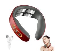 Massaggiatore cervicale elettrico riscaldato per cervicale, con 6 modalità e 9 marce, ricarica USB, sollievo dal dolore al collo e alle spalle, per casa, ufficio e viaggi (rosso)