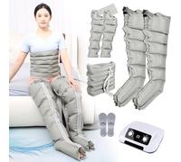 Massaggiatore Compressione D'Aria Per Gambali E Addome, Drenaggio Linfatico Gambe, Pressoterapia Linfodrenaggio Total, Presso Terapia Gambe Linfodrenante (6 cavities 2 legs+waist+2 arms, Grigio)