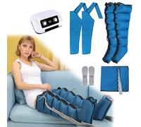 Massaggiatore Compressione D'aria Per Gambali E Addome,Pressoterapia Linfodrenaggio Gambe Per Casa,Elettrico Pressoterapia Massagg Per Braccio Vita Gambe,6 Camere D'aria (Blue, 2 arms + 2 legs + wais)