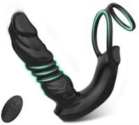 Massaggiatore controllato tramite app, plug anale in silicone a doppia coda, giocattolo