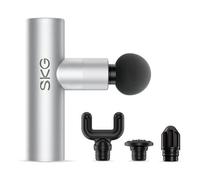 SKG Mini pistola massaggiante F3 Lite, 4 livelli di massaggio, 4 testine massaggianti intercambiabili, fino a 3.200 giri/min, porta di ricarica USB-C (argento)