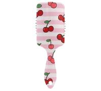 Massaggiatore delicato del cuoio capelluto dei capelli della ciliegia della frutta a righe bianche rosa Massaggio del cuoio capelluto per capelli fini con manico ergonomico cepillo para cabello rizado