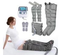 Massaggiatore elettrico a compressione a 6 cavità per la circolazione del piede, massaggiatore per gambe e drenaggio linfatico, stivali a compressione per polpaccio, pressione regolabile (grigio, 2