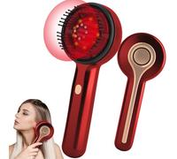 Massaggiatore elettrico per la testa, massaggiatore 2 in 1 per il cuoio capelluto, luce rossa a 360° Pettine elettrico massaggiante Spazzola massaggiante per il cuoio capelluto (Rosso)