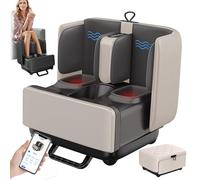 Massaggiatore Elettrico Per Piedi E Polpacci - Touch Screen Lcd,Con Calore,Vibrazione,Shiatsu E Impastamento,Può Essere Utilizzato Anche Come Poggiapiedi, Aiuta Ad Alleviare I Muscoli Stanchi,Beige