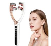Massaggiatore facciale con rullo 3D, strumento di drenaggio linfatico per massaggio viso, braccia, gambe e collo, per contorno linfatico e riduzione del doppio mento (bianco perlato)