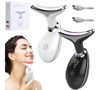 Massaggiatore facciale ondulato chic, dispositivo facciale ondulato chic, massaggiatore viso multifunzionale in 7 colori, micro-bagliore, 10 in 1, anti rughe, per viso e collo, colore nero e bianco