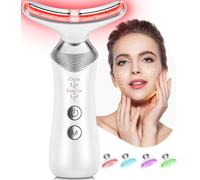 Massaggiatore facciale per viso e collo, strumento 7 in 1 per viso e collo, con 4 modalità, dispositivo di bellezza per massaggio facciale per la cura della pelle a casa