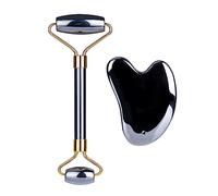 Massaggiatore for pietre naturali Rullo for massaggio facciale Set di raschietti Guasha Eye Face Neck Thin Lift Relax Strumenti dimagranti, Set B Senza scatola decorazione della stanza (Color : Set a