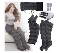 Massaggiatore Gambe a Compressione Aria 6 Celle, Stivali Pressoterapia Portatile per Recupero Muscolare, Drenaggio Linfatico e Circolazione, Pressione Regolabile per Polpacci, Cosce, Braccia