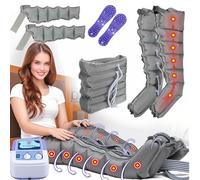 Massaggiatore Gambe Con Calore E Compressione, Massaggiatore Gamba Per La Circolazione E Il Sollievo Dal Dolore 6 Camere D'Aria Pressoterapia Linfodrenaggio Con Funzione Di Cronometraggio