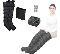 Massaggiatore Gambe, Pressoterapia Linfodrenaggio, Lipedema Gambe, 6 Camere d'Aria Pressoterapia Linfodrenaggio, Migliora la Circolazione Sanguigna (Black, Two Legs+Waist)