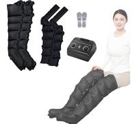 Massaggiatore Gambe, Pressoterapia Linfodrenaggio, Lipedema Gambe, 6 Camere d'Aria Pressoterapia Linfodrenaggio, Migliora la Circolazione Sanguigna (Black, Two Legs+Two Arms)