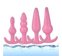 Massaggiatore Manuale in Silicone Rosa Rosa 4 Diverse Forme Giocattolo Coppia Gioco di Abbinamento