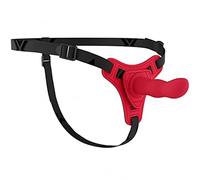 Massaggiatore morbido realistico del silicone delle cinghie di piacere per la coppia,Red