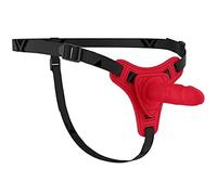 Massaggiatore morbido realistico del silicone delle cinghie di piacere per la coppia,Red