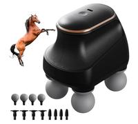 Massaggiatore Per Cavalli A 4 Teste, Elettrico Portatile 5 Livelli Regolabili E 3 Tipi Di Teste Intercambiabili, Silenzioso, Per Alleviare Il Dolore Alle Spalle, Al Corpo E Alle Gambe Posterior black