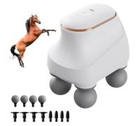 Massaggiatore Per Cavalli A 4 Teste, Elettrico Portatile 5 Livelli Regolabili E 3 Tipi Di Teste Intercambiabili, Silenzioso, Per Alleviare Il Dolore Alle Spalle, Al Corpo E Alle Gambe Posterior white