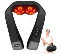 Massaggiatore per collo con calore, massaggiatore Shiatsu per collo e schiena, impastare tessuti profondi 4D per collo, schiena, spalle, sollievo dal dolore muscolare del corpo, borsa in pelle per