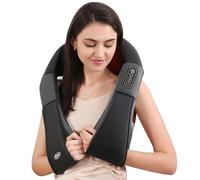 Massaggiatore per Collo e Spalle, Massaggiatore Cervicale 3D Shiatsu dei Tessuti Profondi con Funzione di Riscaldamento e Cinghia più lunghe (Nero Grigio)