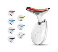 Massaggiatore per collo e viso, dispositivo di bellezza per viso e collo a 7 colori per uso domestico, strumenti multifunzionali per la cura della pelle del viso, massaggiatore facciale con vibrazione