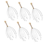 Massaggiatore per Cuoio Capelluto a Polpo, 6 Pezzi, Acciaio | Design Compatto, Impugnatura Manuale, Punta Liscia in Vinile, per Schiena, Viaggio, Autisti e Caregiver Colore Casuale