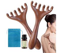 Massaggiatore per Cuoio Capelluto in Legno | 2X Massaggiatori Manuali,Spazzola Per Testa Con 6 Dita In Legno Portatile, Strumento Relax Per Cura Capelli, Viso, Collo e Ambiente Casa SPA