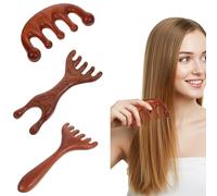 Massaggiatore per cuoio capelluto in legno di sandalo, 3 pezzi, pettine per massaggi a corna di cervo, massaggiatore per capelli in legno, per cuoio capelluto, massaggiare a mano