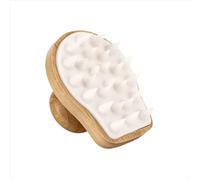 Massaggiatore per cuoio capelluto in legno e spazzola per shampoo, esfoliante delicato per cuoio capelluto pulito, manico ergonomico, cura dei capelli per uomini e donne, setole in silicone (1 pezzo)