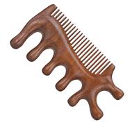 Massaggiatore per cuoio capelluto in legno, pettine Gua Sha 4 in 1 per capelli e corpo, strumento per massaggio meridiano a denti larghi/fini per rilassare viso, collo e sollievo dallo stress