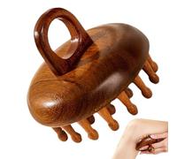 Massaggiatore per cuoio capelluto in legno, pettine in legno di sandalo naturale, spazzola multifunzionale per cuoio capelluto a 28 denti, 7,5 x 7,5 x 7 cm, strumento di massaggio meridiano del corpo