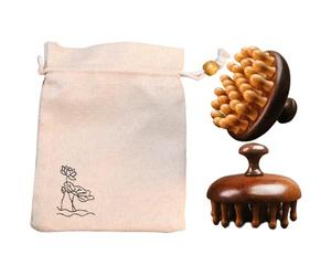 Massaggiatore Per Cuoio Capelluto In Legno - Spazzola Per Capelli Multifunzionale In Legno Di Sandalo | 8 X 6,5 Cm + 100 G Di Ļegno Massiccio Profumato | Pettine Ṕer Massaggio Corpo A Denti