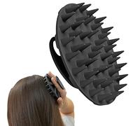Massaggiatore per cuoio capelluto, spazzola per shampoo, spazzola manuale per la cura del cuoio capelluto, setole morbide in silicone, rimozione della forfora (nero)
