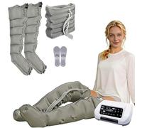 Massaggiatore per gambe, 6 camere d'aria, 6 programmi di massaggio, pantaloni pressoterapia per la casa, telecomando, complemento per il drenaggio linfatico manuale (grigio, XL 2 leggings, fascia