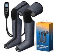 Massaggiatore per gambe a compressione d’aria RENPHO, massaggio gambe a copertura totale 360°, massaggiatore per piedi e gambes con doppia cerniera, 6 modalità, 5 intensità, regalo per donna & uomo