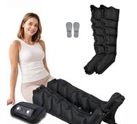 Massaggiatore Per Gambe A Compressione D'aria | Sistema di compressione dell'aria a 6 cavità con pressione da 0 a 240 mmHg e timer da 0 a 30 minuti(Black Legs,M)