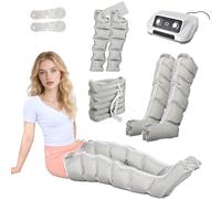 Massaggiatore per gambe a pressoterapia a 6 camere con compressione ad aria - Sistema di drenaggio linfatico per riduzione del gonfiore, sollievo dal dolore, miglioramento della circolazione