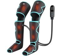 Massaggiatore per gambe con calore e compressione d'aria, massaggio per polpacci e cosce per circolazione e sollievo dal dolore, dispositivo di compressione sequenziale per gambe gonfie, 3 intensità 6