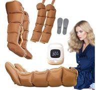 Massaggiatore per gambe con drenaggio linfatico per tutto il corpo con pressoterapia, 2 livelli di calore, macchina per massaggio elettrico a compressione d'aria a 5 cavità, per migliorare l