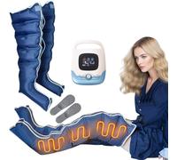 Massaggiatore per gambe con drenaggio linfatico per tutto il corpo con pressoterapia, 2 livelli di calore, macchina per massaggio elettrico a compressione d'aria a 5 cavità, per migliorare l