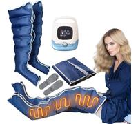 Massaggiatore per gambe con drenaggio linfatico per tutto il corpo con pressoterapia, 2 livelli di calore, macchina per massaggio elettrico a compressione d'aria a 5 cavità, per migliorare l