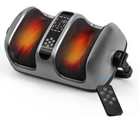Massaggiatore per gambe e piedi con calore, massaggio Shiatsu 3D impastante e rotolante per fascite plantare e sollievo dal dolore da artrite, telecomando regolabile, per atleti, lavoratori in ufficio