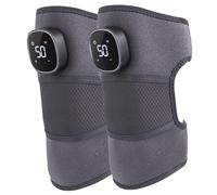 Massaggiatore per ginocchio 2 pezzi 3 modalità di calore e vibrazione Sollievo dal dolore al ginocchio 3 in 1 Cuscinetto riscaldante per gomito e spalla Regolabile 3D Wrap Cordless Ricaricabile Ma.