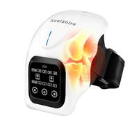 Massaggiatore per ginocchio con calore, vibrazioni e luce rossa, massaggiatore 3 in 1 senza fili per alleviare il dolore articolare, ginocchiera riscaldata ricaricabile con grande schermo LED e