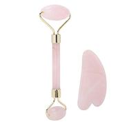 Massaggiatore per il Viso, 1 Rullo per il Viso Al Quarzo Rosa Massaggiatore per il Lifting del Viso Set di Schede Gua Sha (Oro)
