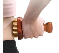 Massaggiatore per la testa, 24 denti, spazzola per il rilassamento della testa in rame, pettini per massaggio del cuoio capelluto con manico in legno, per donne, uomini, casa, bagno, spa, pausa, cura