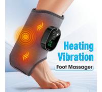 Massaggiatore per piedi con calore e vibrazione - Doppio motore per massaggio di caviglie/polpacci con 3 livelli di velocità, ricaricabile Type-C da 3000mAh, cinturino regolabile, adatto per piedi sin