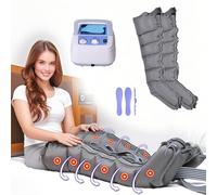Massaggiatore per piedi e gambe a compressione d'aria con pressoterapia a 4 cavità, macchina pneumatica a pressione per drenaggio linfatico (grigio + 4 cavità arti inferiori doppi)